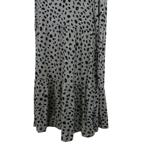 Mudpie Minnie Tiered Dress Women Size S Sage Animal Print Long Sleeve Casual NEW - Picture 2 of 10
